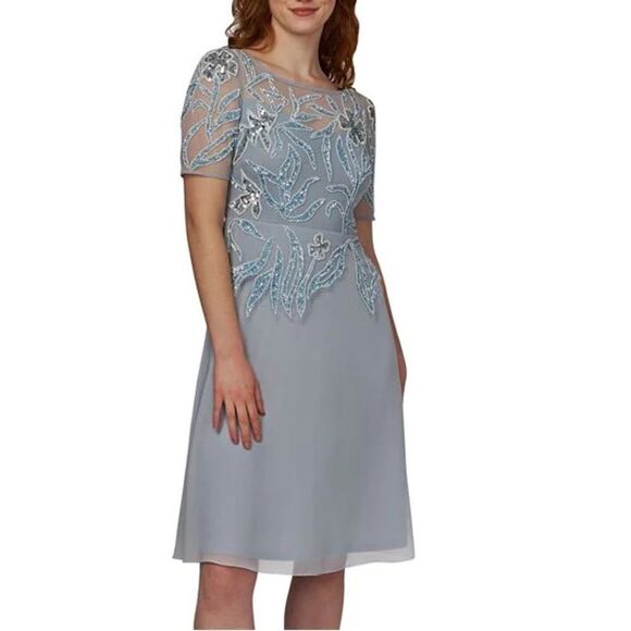 Adrianna Papell Dresses & Skirts - ADRIANNA PAPELL WOMEN'S BEADED COCKTAIL DRESS BLUE SIZE‎ 10 chiffon